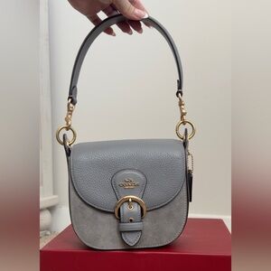 Coach Gray Crossbody Bag with Gold Accents